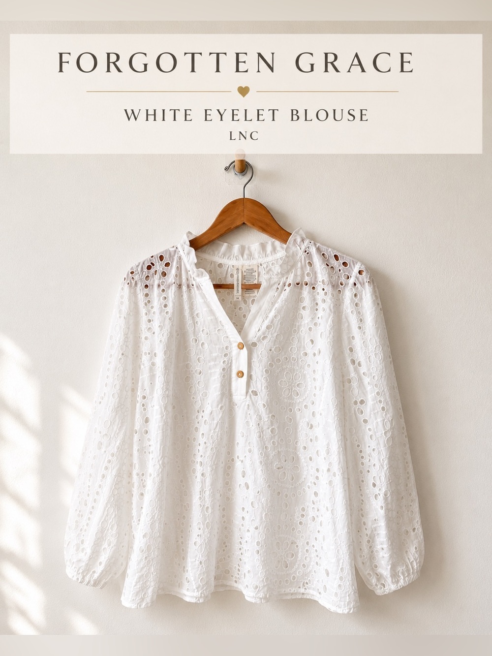 FORGOTTEN GRACE White Eyelet Blouse Size M